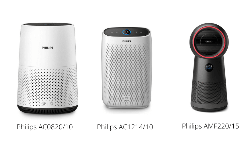 Die Philips Luftreiniger und Luftbefeuchter der Serie 800 und 1000 : AC0820/10, AC1214/10 und AMF220/15
